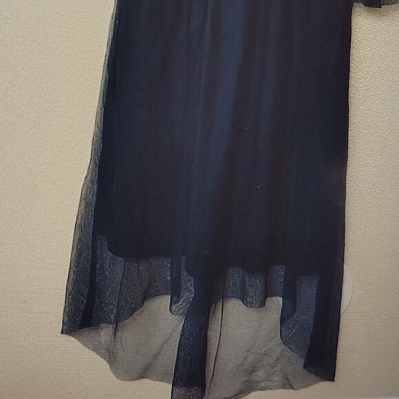 Wonder Nation Navy blue floral mesh embroidered dress with long sleeves (M 7-8) - Picture 7 of 11